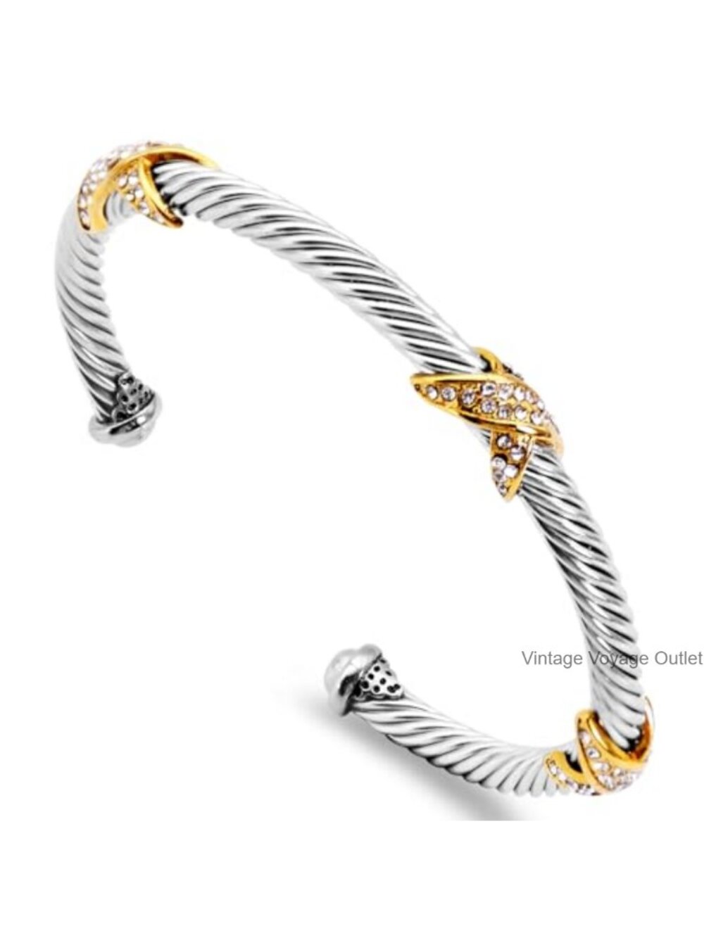 Twisted Cable Cuff Bracelet 5mm Stainless Steel Bangle Adjustable